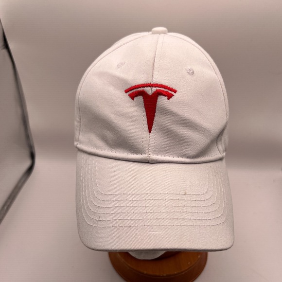 Tesla Other - Tesla Baseball Cap White Red Embroidered Logo Adjustable Cotton Hat